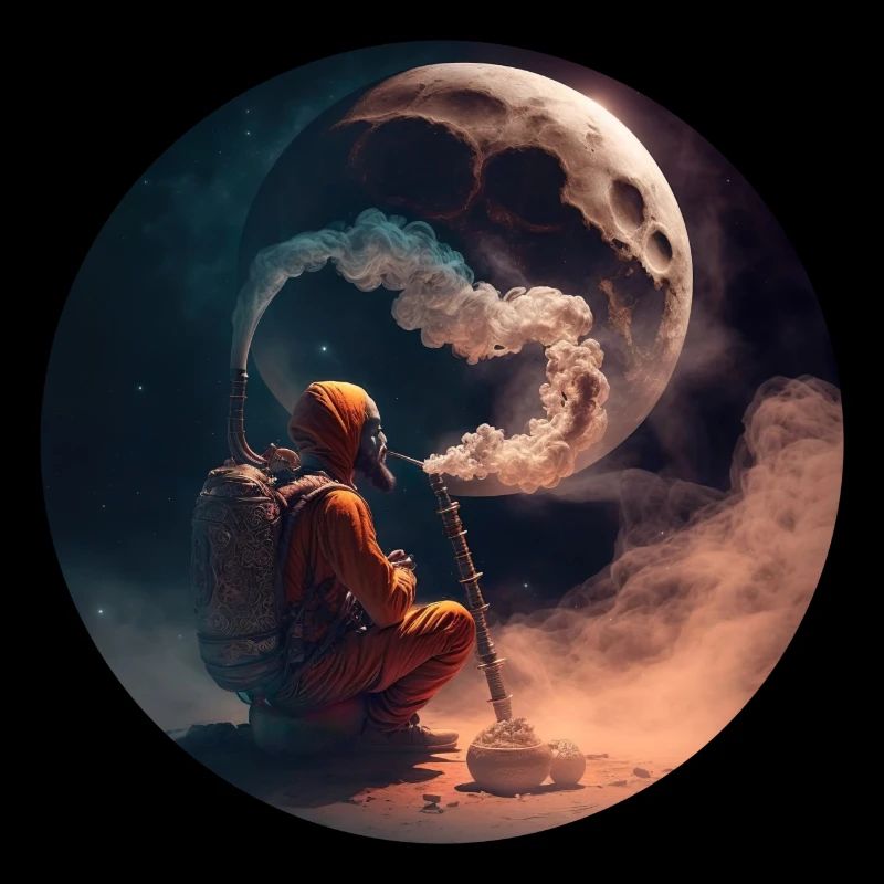 Astronaut smoking on the Moon