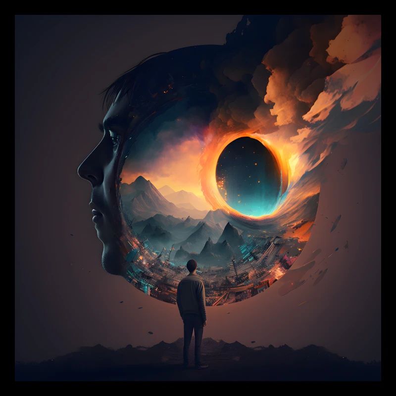 Boy Looking Through a Head