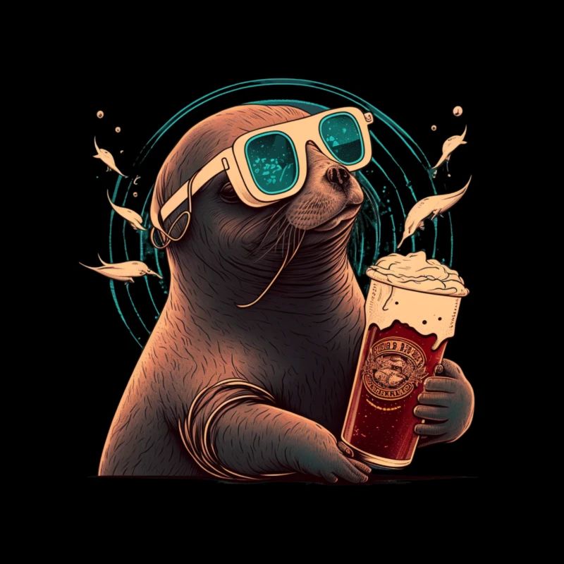 Cool seal with beer and sunglasses