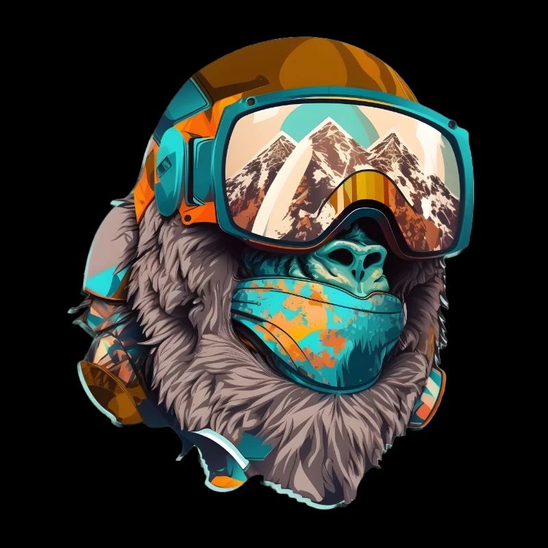 Cooler Gorilla-Skifahrer