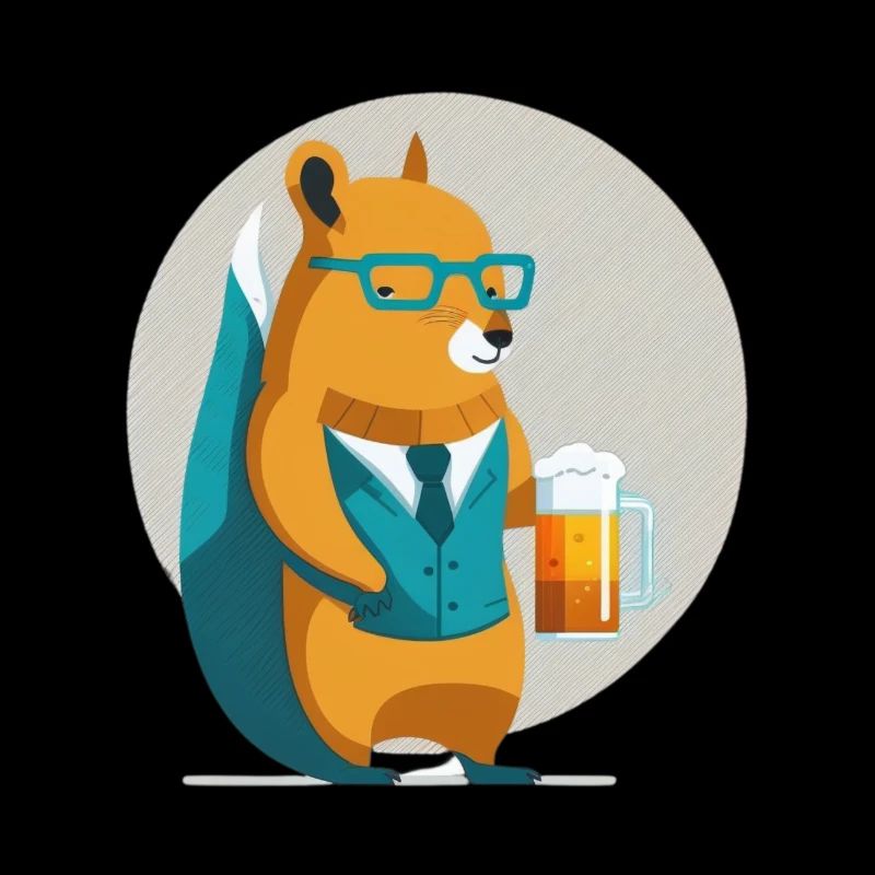 Lustiges Eichhörnchen mit Bier, und Brille