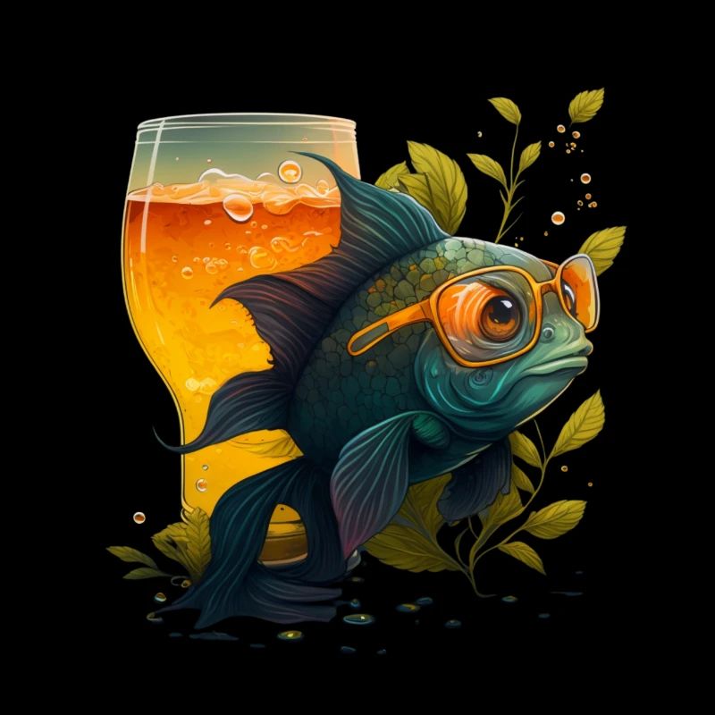 Fisch mit Bier und Sonnenbrille