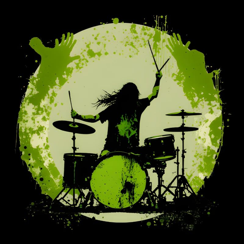 Drummer crazy green