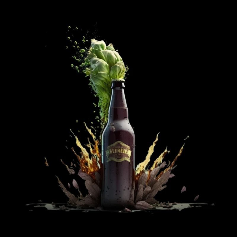 Explosion du houblon dans la bouteille de bière artisanale