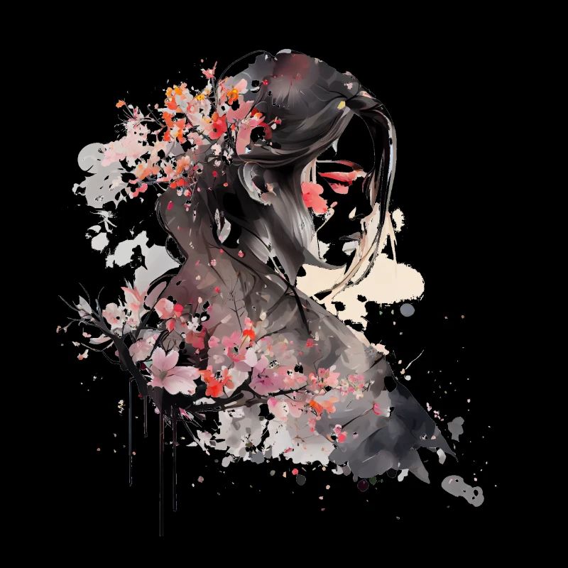 Wunderschöne Frau mit Kirschblüten Sakura