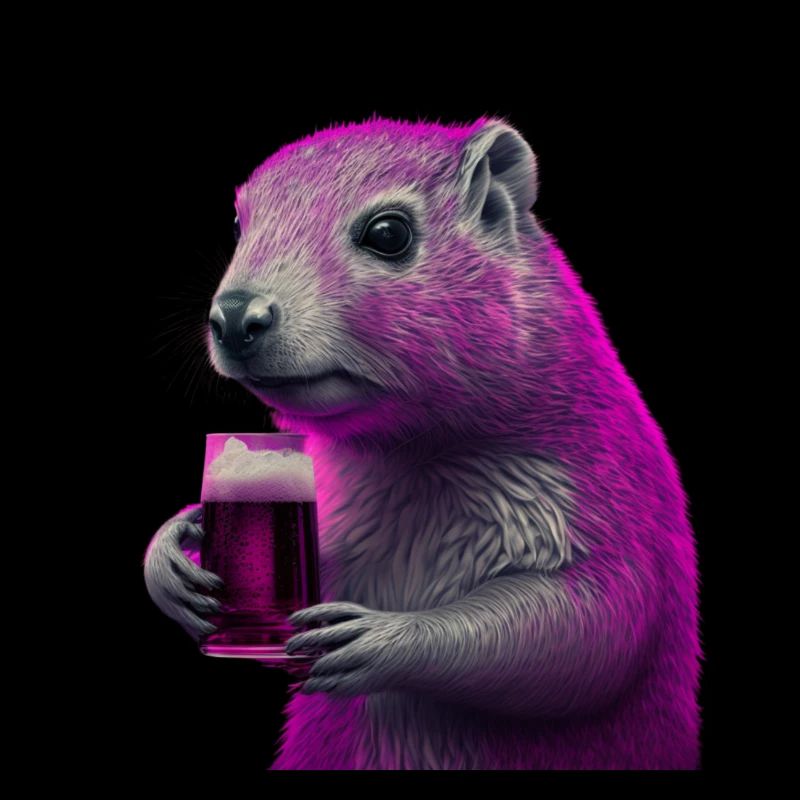 Lustiger Biertrinker das Magenta Tier