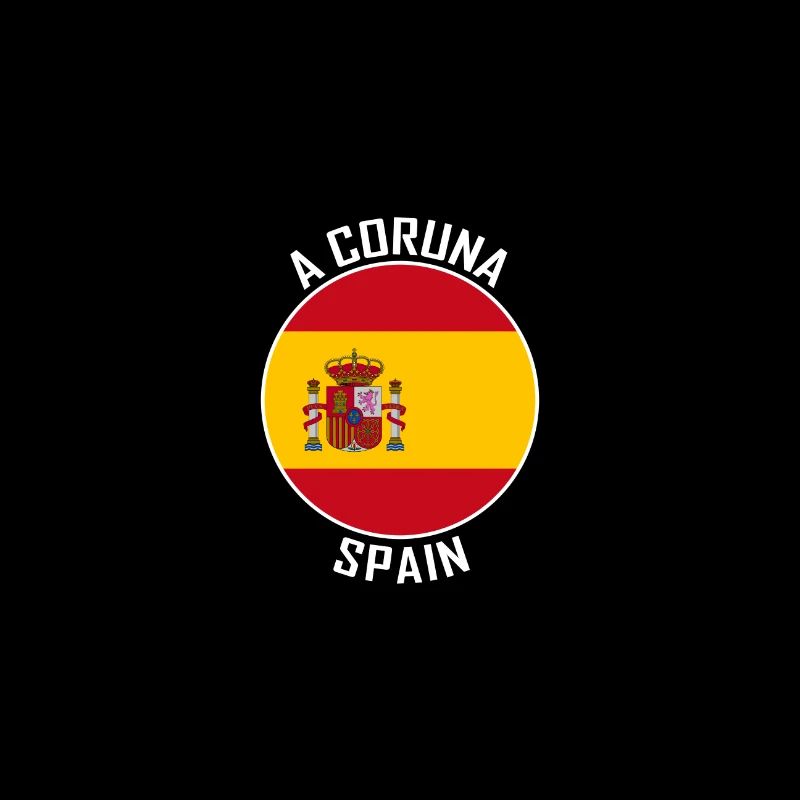 Un souvenir de voyage Coruna Skyline Espagne Flag