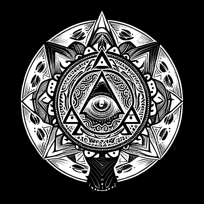 Geometric Mandala Artwork with Pyramids