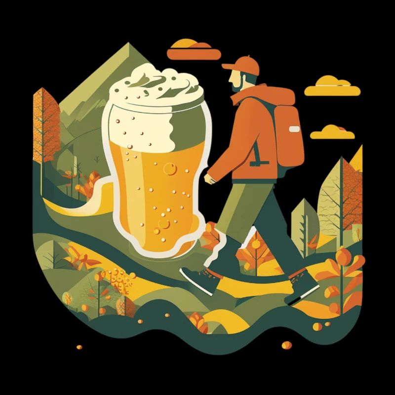 Hike in nature with destination: beer