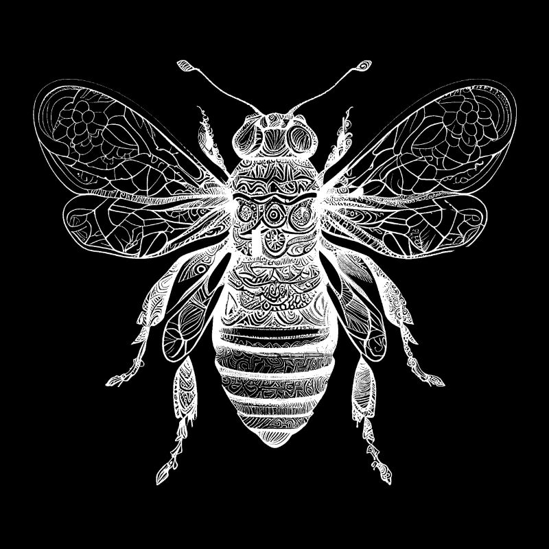 Beautiful bee artwork with Aztec patterns