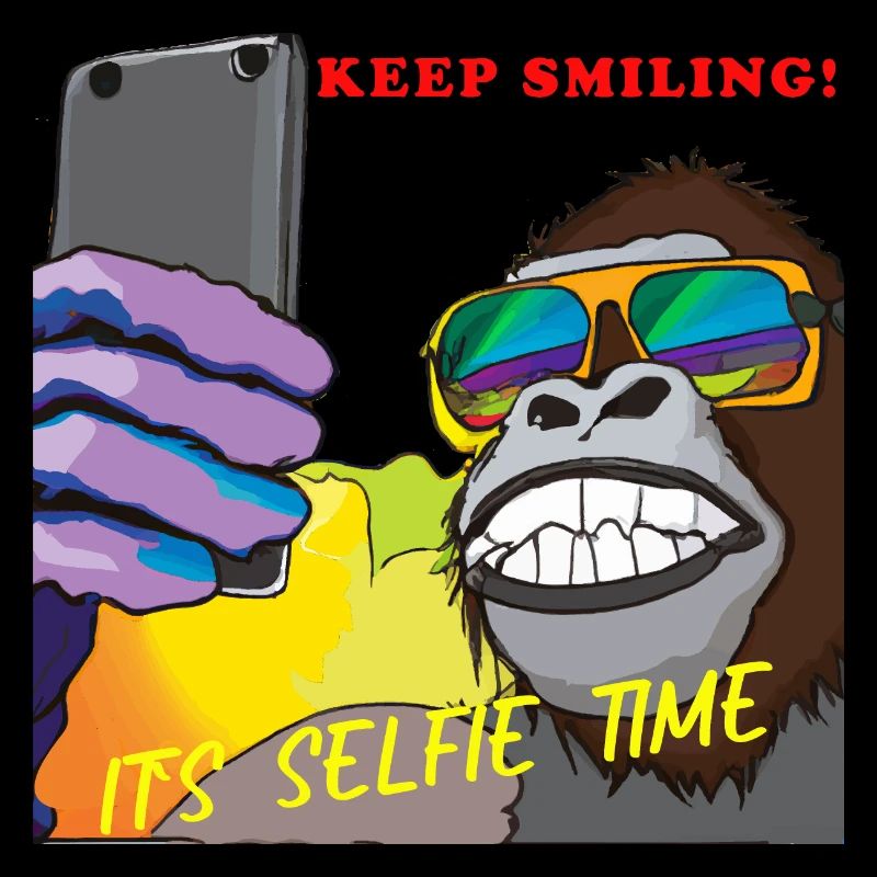 Funny gorilla makes selfie gift