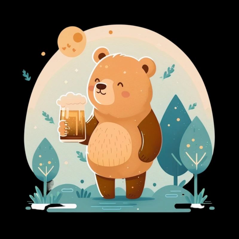 doux ours heureux avec bière