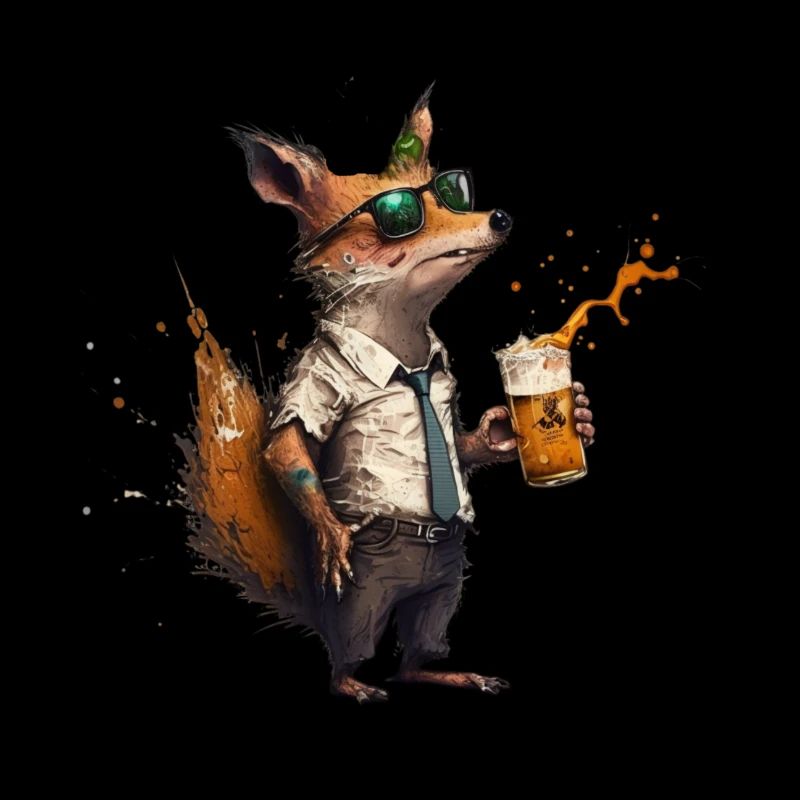 Renard occasionnel avec de la bière