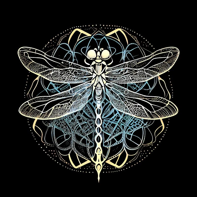 Dragonfly with white ornament - Sacred Geometry
