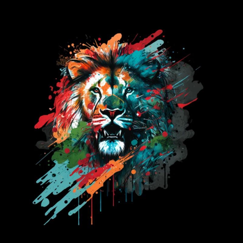 Schöner bunter Löwenkopf mit Spritzer