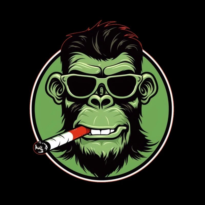 Smiling Ape Smoking stuff with Sunglases