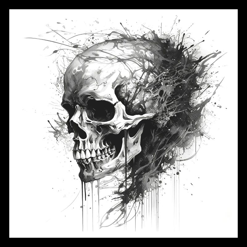 Crâne effrayant dans le style gothique et emo