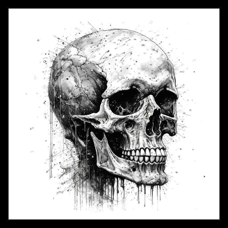Creepy skull skull in Goth and emo style