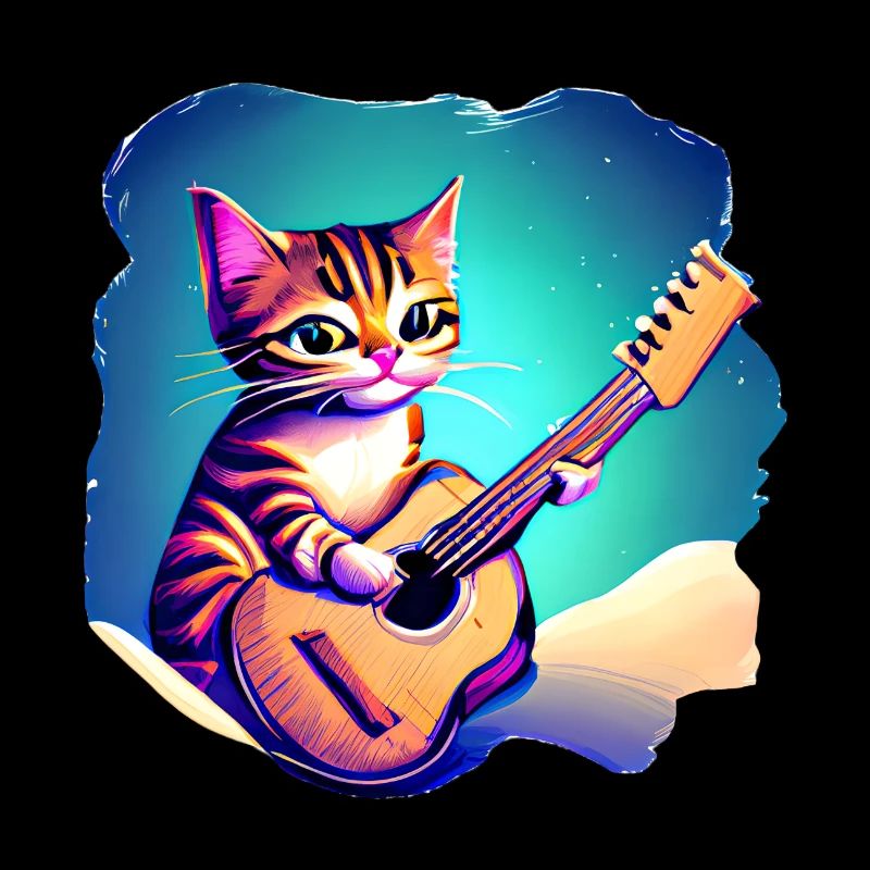 Le chat joue à la guitare chaton Propriétaire de chat