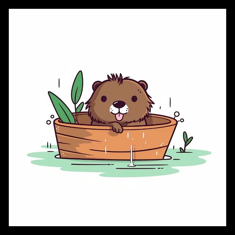 Castor mignon dans la baignoire