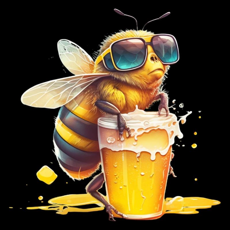 Coole Biene genießt ihr Bier