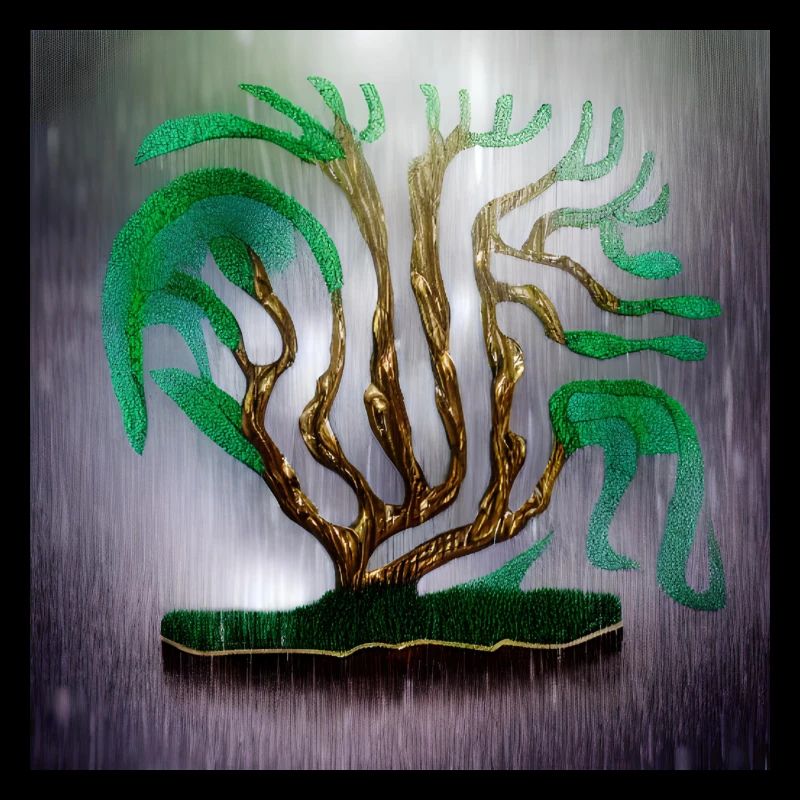 old tree during rainy summer day