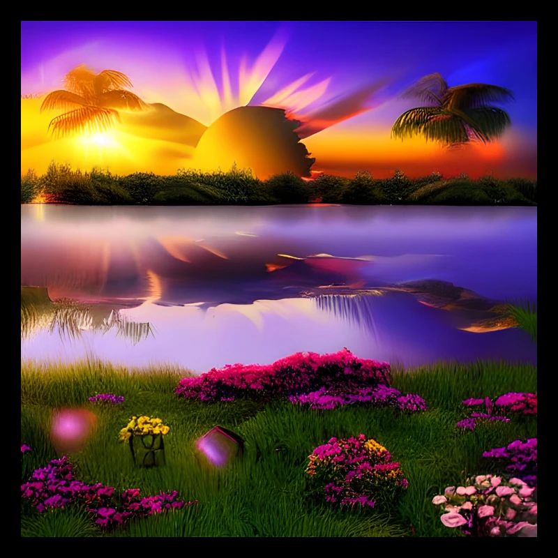 Sun setting over water