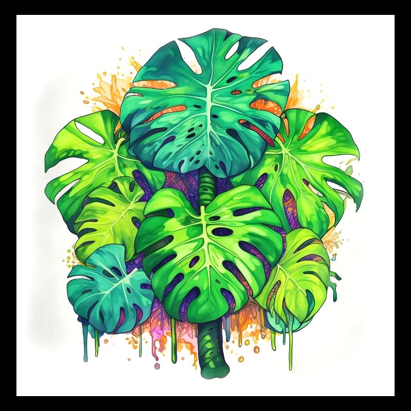 Aquarelle dessinée à la main Monstera plante