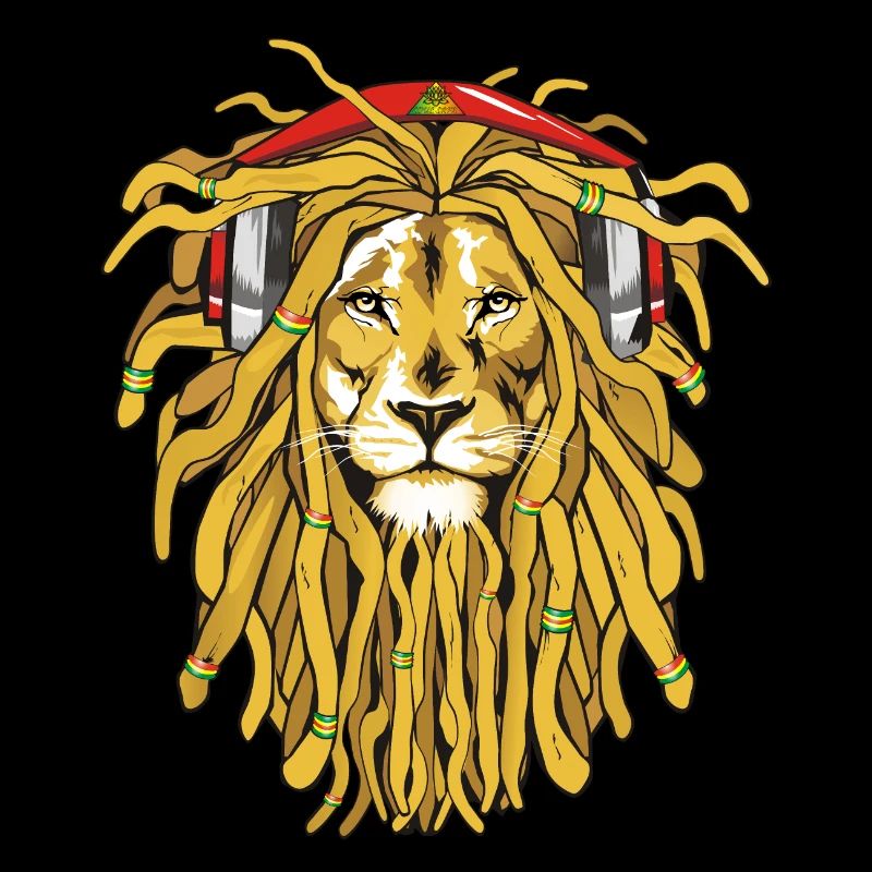 Rasta Lion mit Kopfhörern