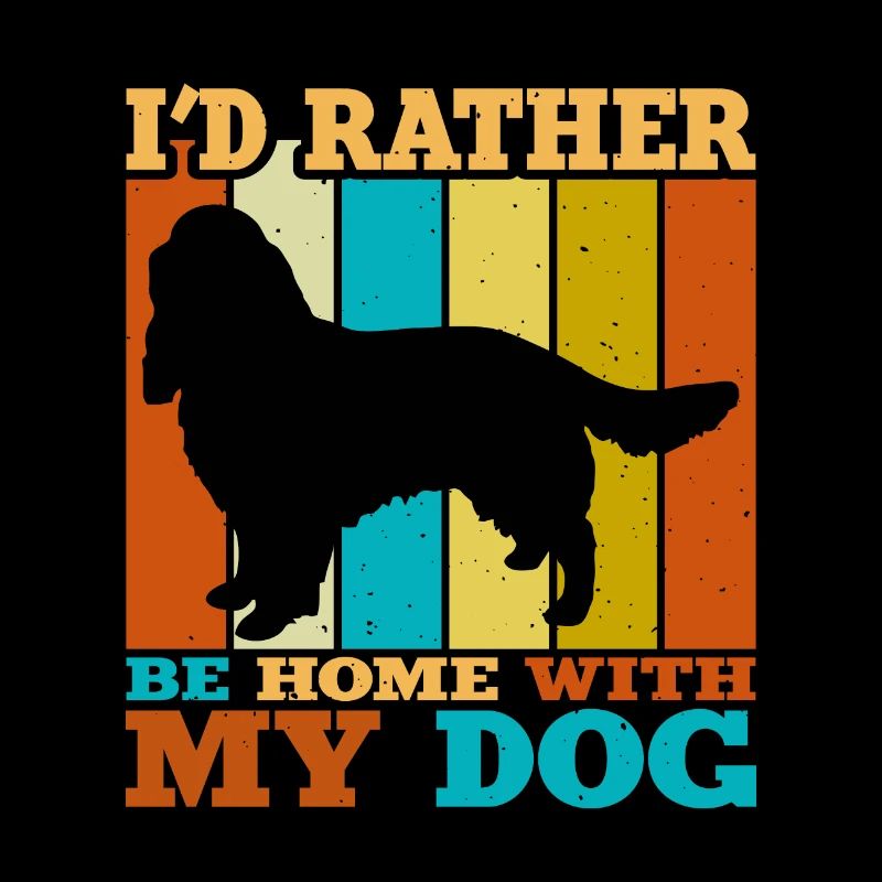 English Springer Spaniel Dog Silhouette Retro Sun