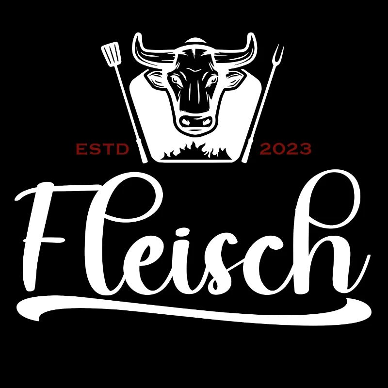 Fleisch Logo mit Stier Weiß