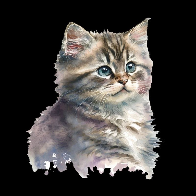 Aquarelle Chaton Chat Art Déco