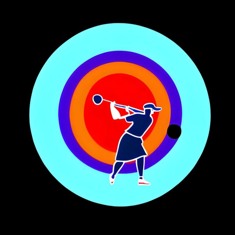 Retro Golflady im Kreis Multicolor