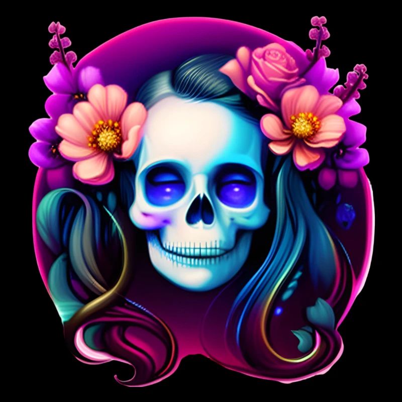 Skull Boho Multicolor Frauen Schädel mit Blumen