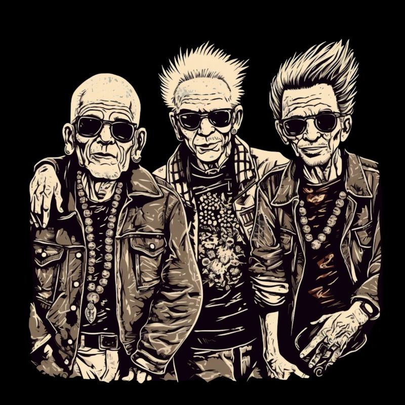 Cool Bestager Anarchists Punks with Sunglasses