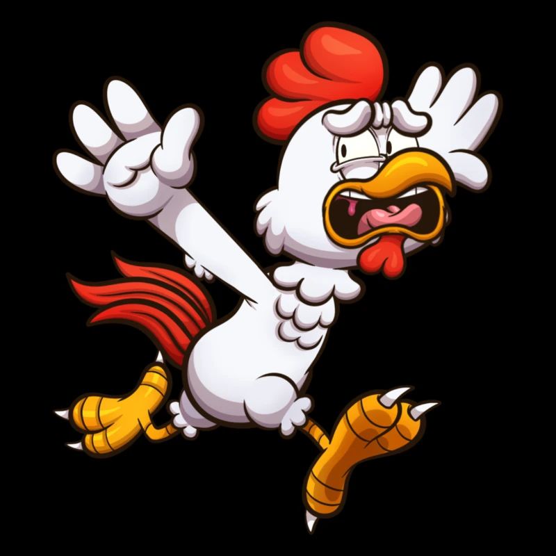 Poulet de dessin animé effrayé