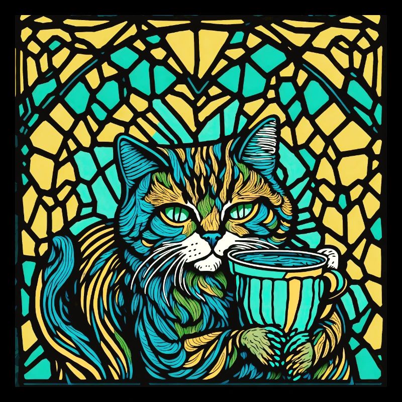 Cat with a cup