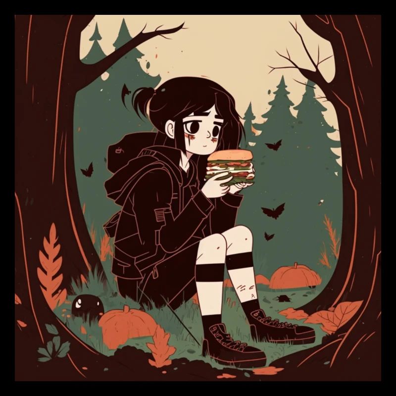 Fille gothique dans les bois