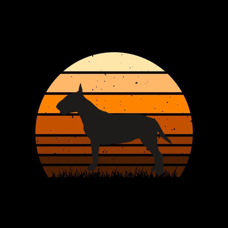 Bull Terrier Dog Lover Silhouette Vintage Sunset