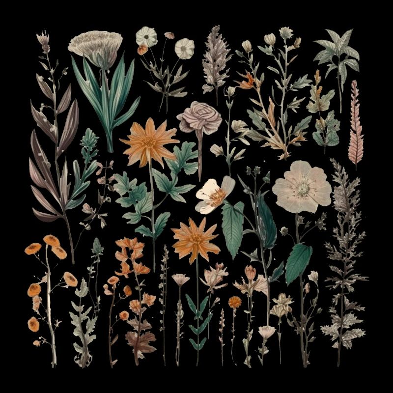 Magnifique bouquet d’herbier de fleurs bohèmes
