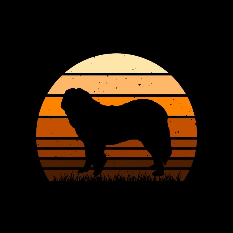 Chien de berger du Caucase Silhouette Rétro Coucher de soleil