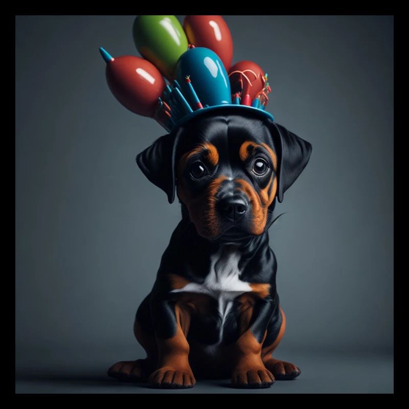 Hund mit Geburtstagshut