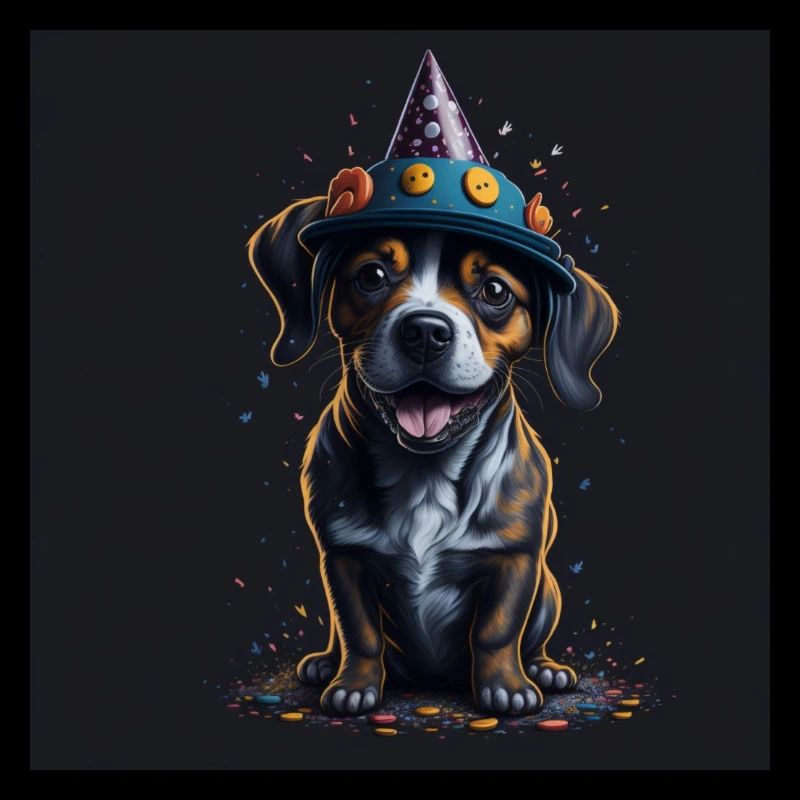 Hund mit Geburtstagshut