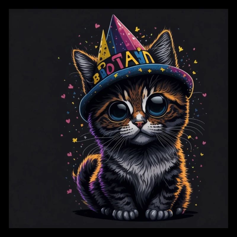 Katze mit Geburtstagshut