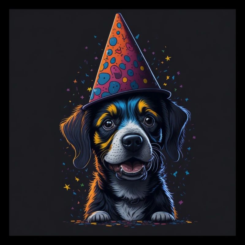 Hund mit Geburtstagshut