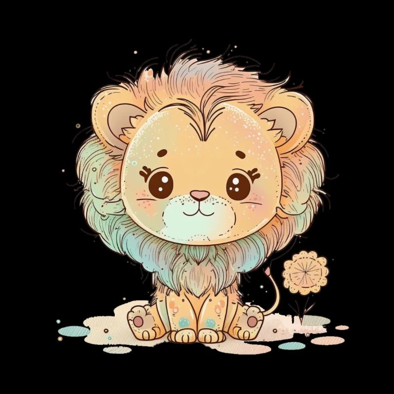 Löwe Pastell Putzig Regenbogen