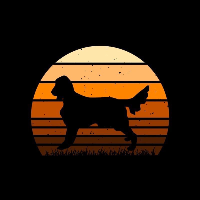 Irish Setter Dog Lover Silhouette Vintage Sunset