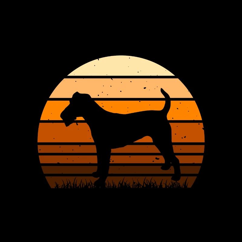 Irish Terrier Dog Lover Silhouette Vintage Sunset