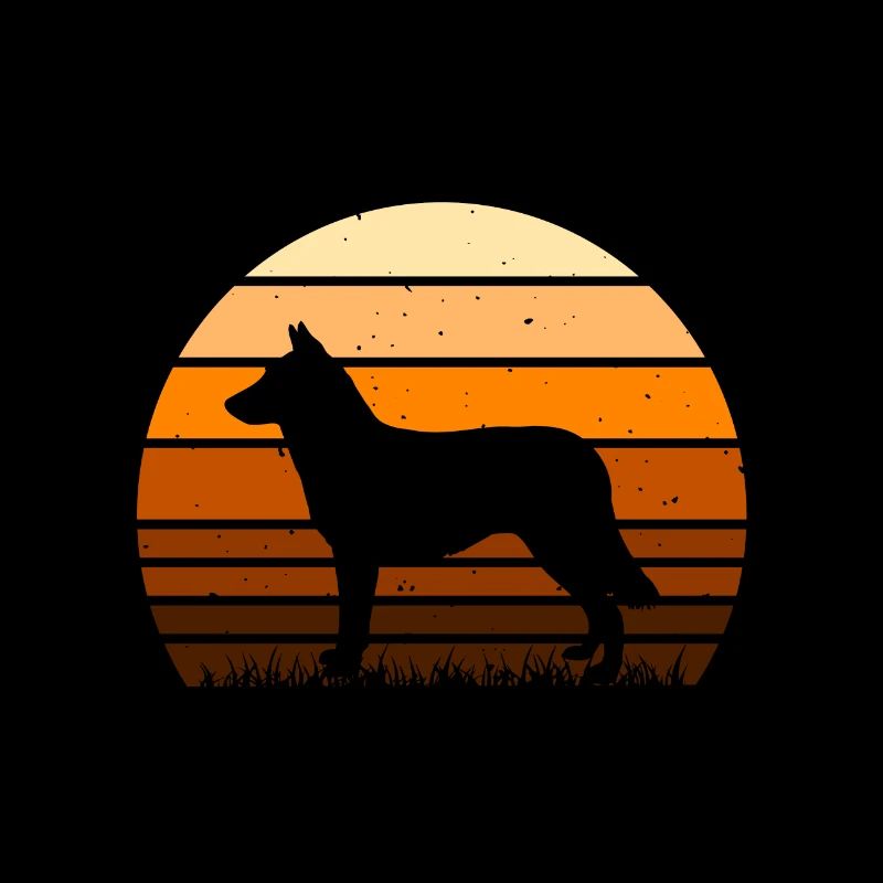 Lapponian Herder Dog Lover Silhouette Retro Sunset