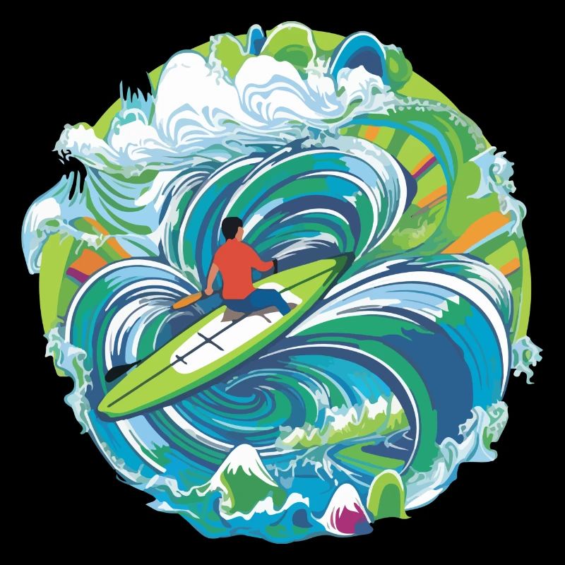Canoë dans les vagues